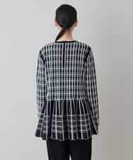 RHFED57740 HIROKO KOSHINO(ヒロココシノ) チェックジャカード立体ヘムチュニック ブラック