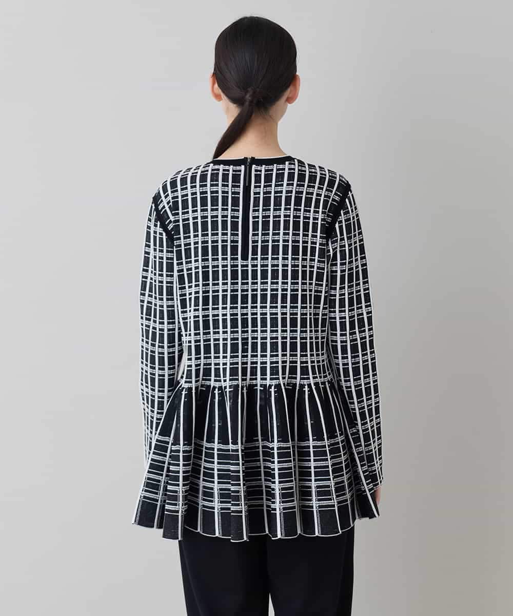 RHFED57740 HIROKO KOSHINO(ヒロココシノ) チェックジャカード立体ヘムチュニック ブラック