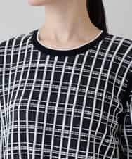 RHFED57740 HIROKO KOSHINO(ヒロココシノ) チェックジャカード立体ヘムチュニック ブラック
