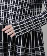 RHFED57740 HIROKO KOSHINO(ヒロココシノ) チェックジャカード立体ヘムチュニック ブラック