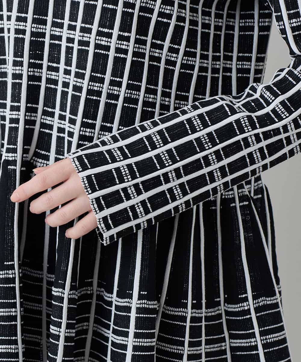RHFED57740 HIROKO KOSHINO(ヒロココシノ) チェックジャカード立体ヘムチュニック ブラック