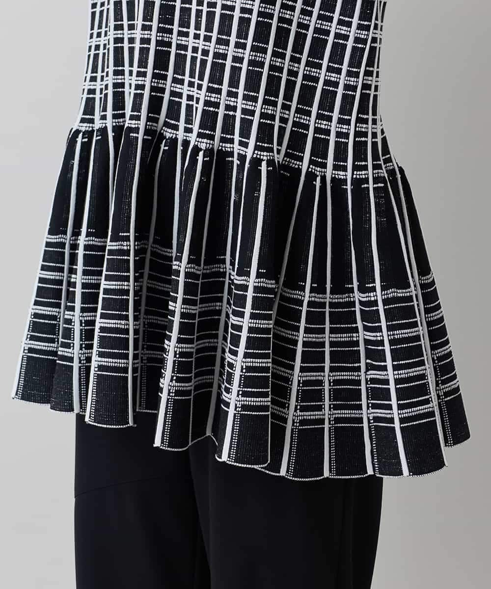 RHFED57740 HIROKO KOSHINO(ヒロココシノ) チェックジャカード立体ヘムチュニック ブラック