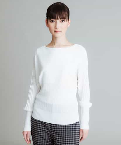 RHFEJ02360 HIROKO KOSHINO リブ切り替えニットプルオーバー