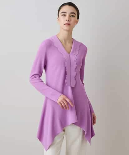 RHFEV26490 HIROKO KOSHINO スカラップデザインニットチュニック