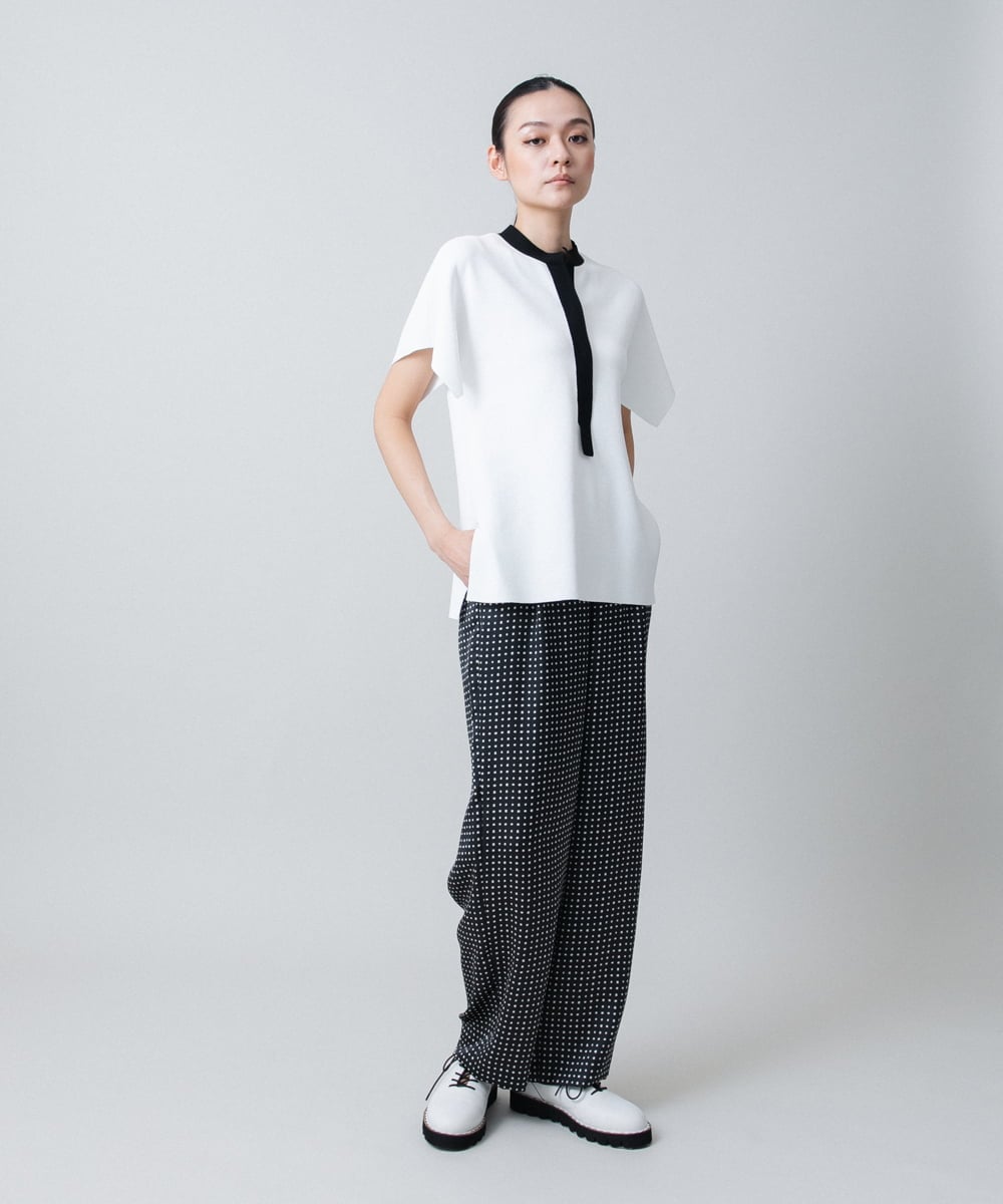RHFFA42690 HIROKO KOSHINO(ヒロココシノ) キモノスリーブデザインニットプルオーバー/日本製 ホワイト