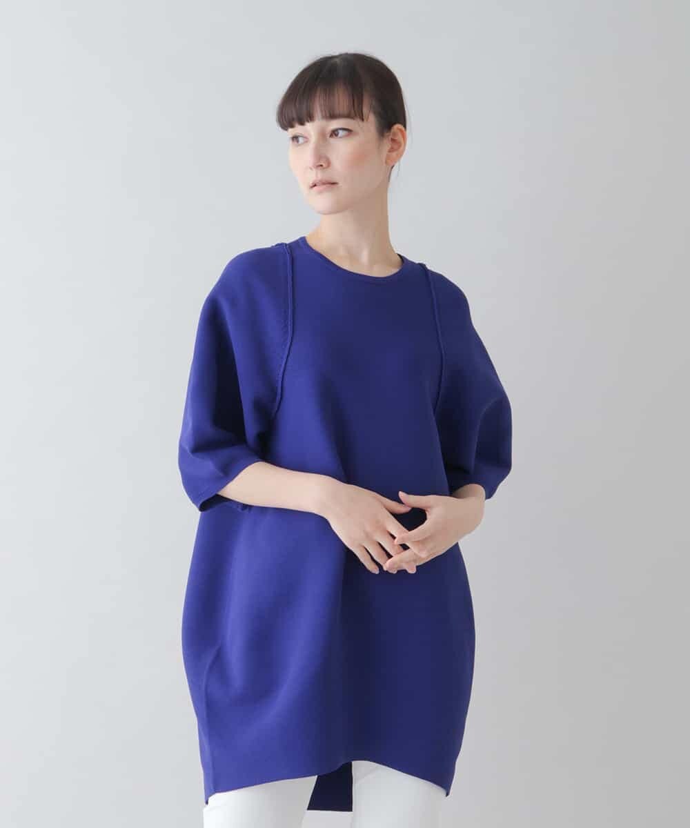 RHFFS20590 HIROKO KOSHINO(ヒロココシノ) 【日本製】ホールガーメントガーターニットチュニック ブルー