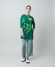 RHFGA02690 HIROKO KOSHINO(ヒロココシノ) アートジャカードニットプルオーバー /日本製 グリーン