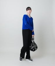 RHFGD05390 HIROKO KOSHINO(ヒロココシノ) シアーメッシュニットプルオーバー /洗える ブルー