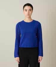 RHFGD05390 HIROKO KOSHINO(ヒロココシノ) シアーメッシュニットプルオーバー /洗える ブルー