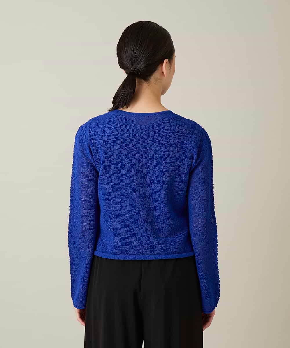 RHFGD05390 HIROKO KOSHINO(ヒロココシノ) シアーメッシュニットプルオーバー /洗える ブルー