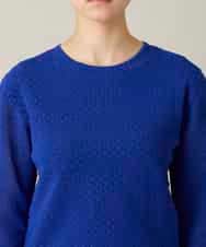 RHFGD05390 HIROKO KOSHINO(ヒロココシノ) シアーメッシュニットプルオーバー /洗える ブルー