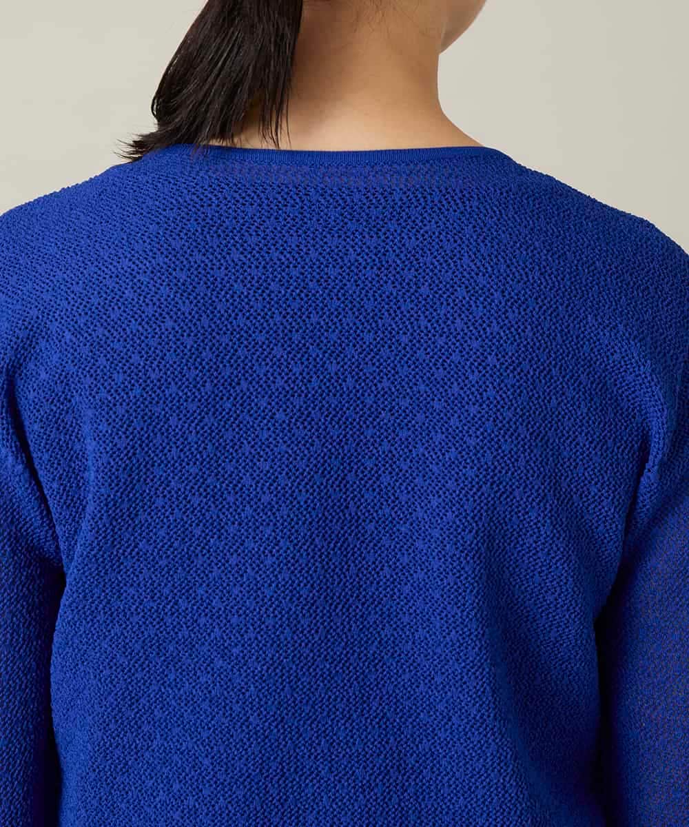 RHFGD05390 HIROKO KOSHINO(ヒロココシノ) シアーメッシュニットプルオーバー /洗える ブルー