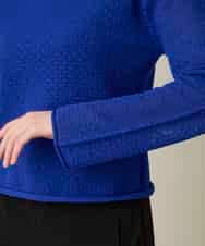 RHFGD05390 HIROKO KOSHINO(ヒロココシノ) シアーメッシュニットプルオーバー /洗える ブルー