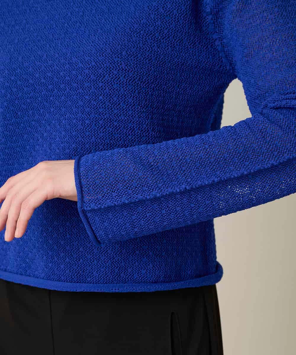 RHFGD05390 HIROKO KOSHINO(ヒロココシノ) シアーメッシュニットプルオーバー /洗える ブルー
