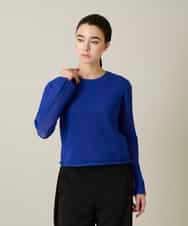 RHFGD05390 HIROKO KOSHINO(ヒロココシノ) シアーメッシュニットプルオーバー /洗える ブルー