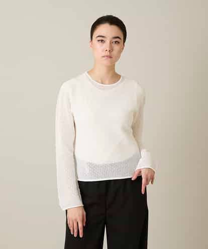 RHFGD05390 HIROKO KOSHINO シアーメッシュニットプルオーバー /洗える