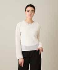 RHFGD05390 HIROKO KOSHINO(ヒロココシノ) シアーメッシュニットプルオーバー /洗える ホワイト