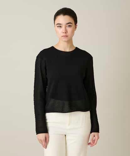 RHFGD05390 HIROKO KOSHINO シアーメッシュニットプルオーバー /洗える