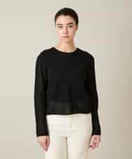 RHFGD05390 HIROKO KOSHINO(ヒロココシノ) シアーメッシュニットプルオーバー /洗える ブラック