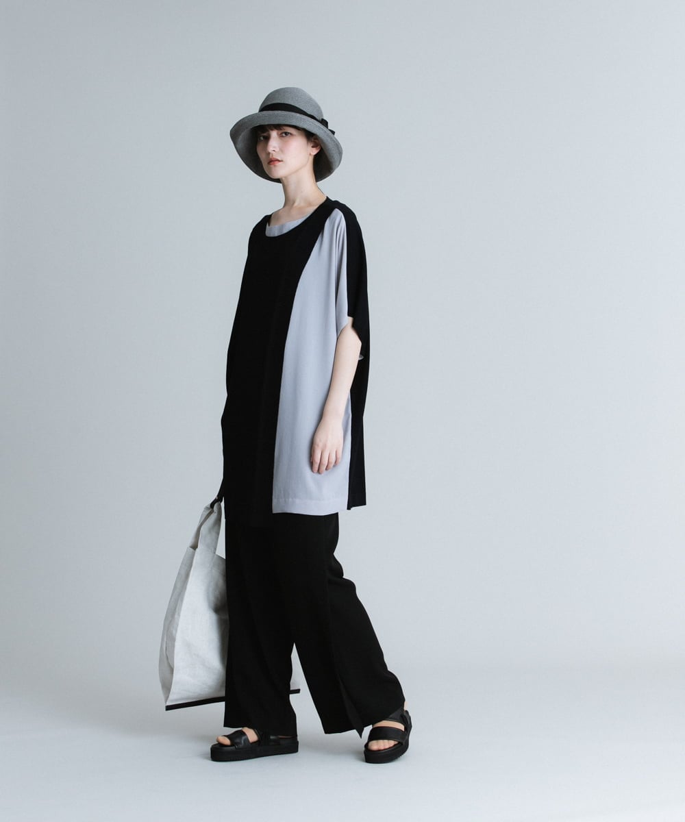 RHFGS30690 HIROKO KOSHINO(ヒロココシノ) バイカラージョイントチュニック ライトブルー