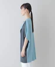 RHFGS30690 HIROKO KOSHINO(ヒロココシノ) バイカラージョイントチュニック ライトブルー
