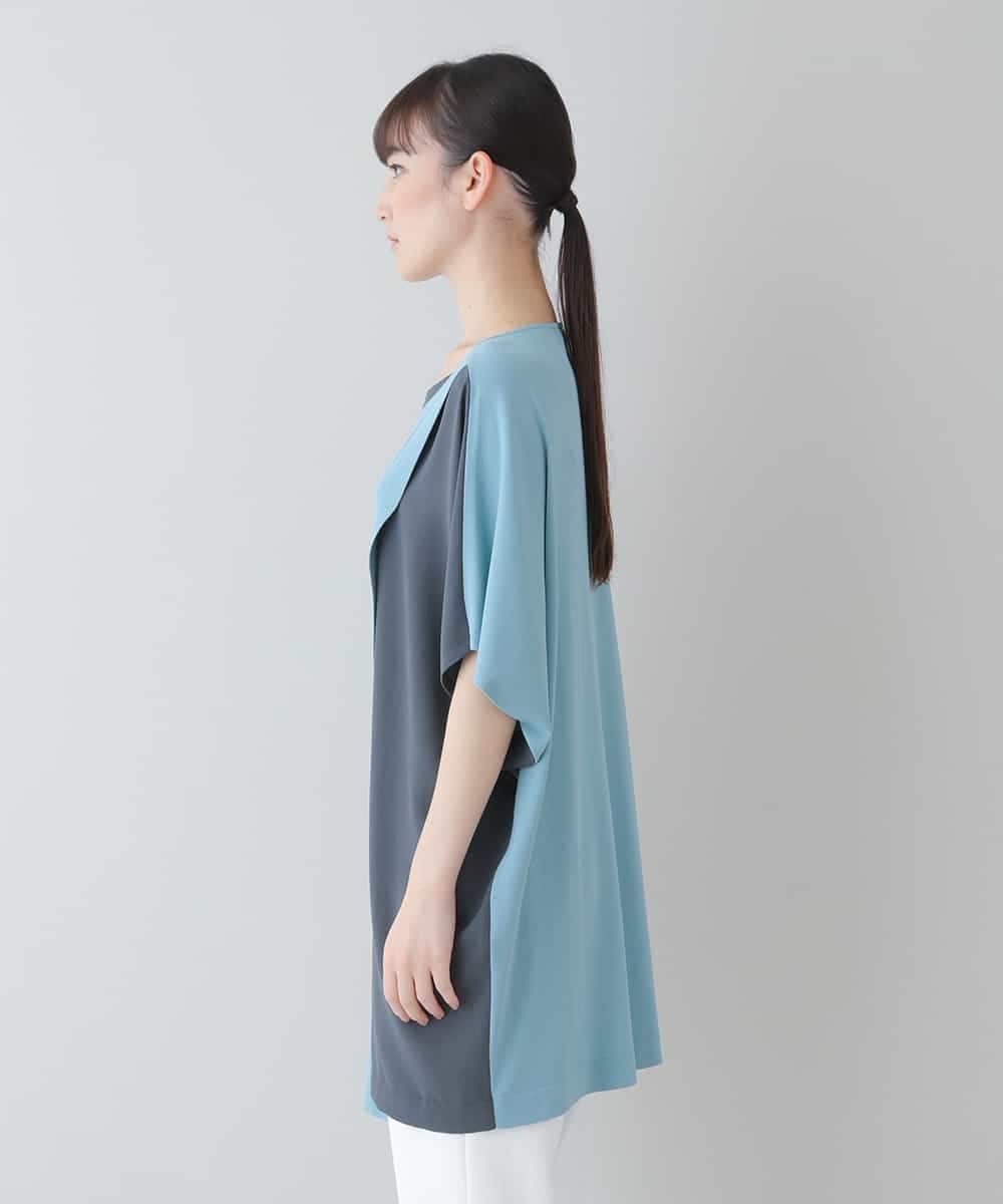 RHFGS30690 HIROKO KOSHINO(ヒロココシノ) バイカラージョイントチュニック ライトブルー