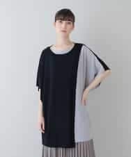 RHFGS30690 HIROKO KOSHINO(ヒロココシノ) バイカラージョイントチュニック ブラック