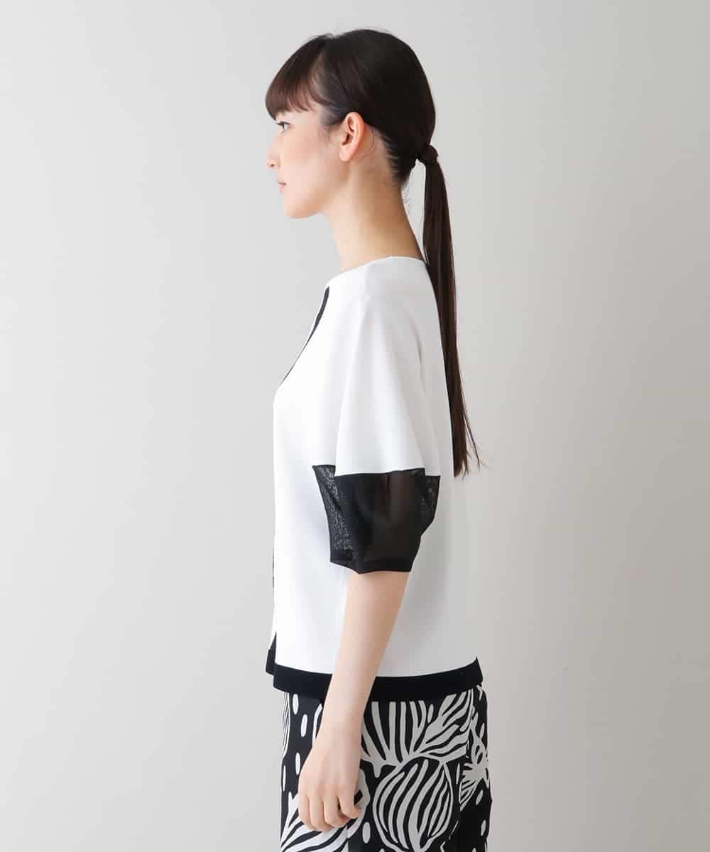 RHFHT55390 HIROKO KOSHINO(ヒロココシノ) 洋梨インターシャニットプルオーバー ホワイト