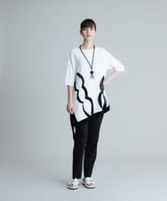 RHFHT56490 HIROKO KOSHINO(ヒロココシノ) イレギュラーヘム洋梨インターシャニット ホワイト