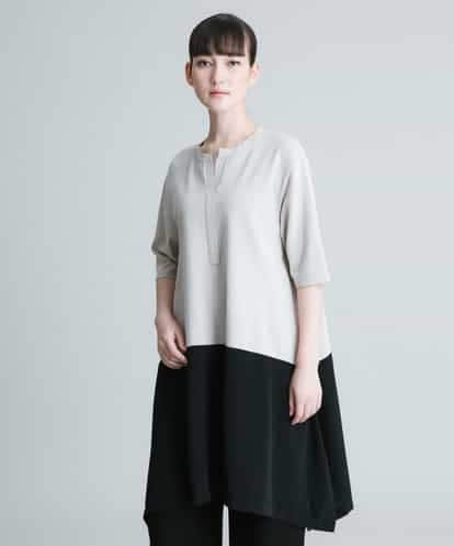 RHFIT60590 HIROKO KOSHINO バイカラージョイントニットチュニック