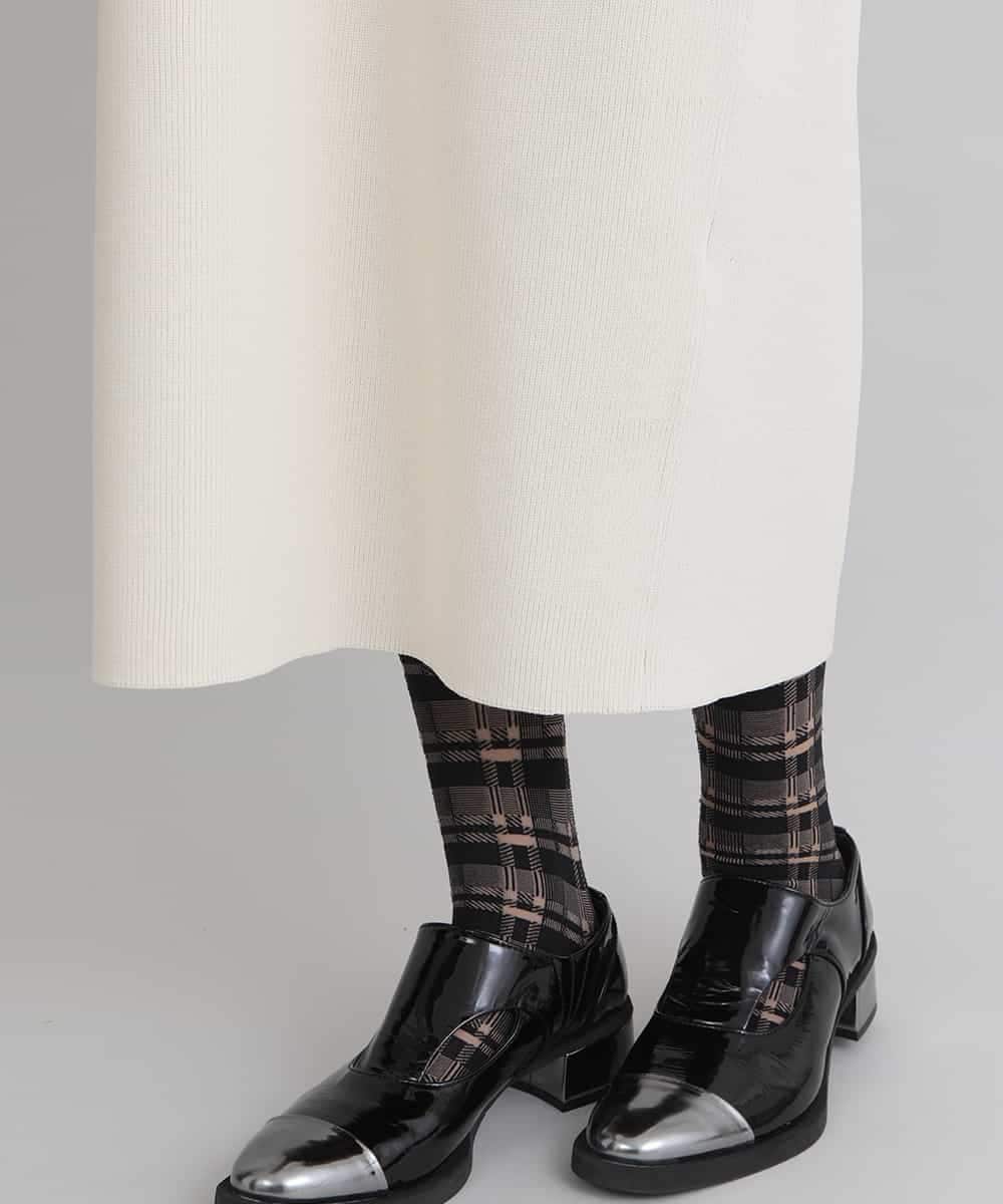RHFJQ11890 HIROKO KOSHINO(ヒロココシノ) タフタジョイントニットワンピース アイボリー