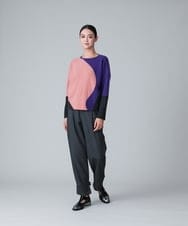 RHFJU40790 HIROKO KOSHINO(ヒロココシノ) 【日本製】アート配色インターシャニットプルオーバー ピンク
