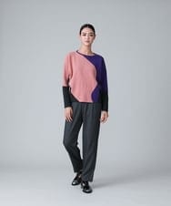 RHFJU40790 HIROKO KOSHINO(ヒロココシノ) 【日本製】アート配色インターシャニットプルオーバー ピンク