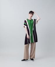 RHFJW60590 HIROKO KOSHINO(ヒロココシノ) マルチストライプニットチュニック/日本製 ピンク