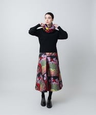 RHHAD08890 HIROKO KOSHINO(ヒロココシノ) 絵画ジャカードフレアスカート/日本製 ブラック