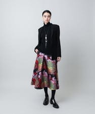 RHHAD08890 HIROKO KOSHINO(ヒロココシノ) 絵画ジャカードフレアスカート/日本製 ブラック