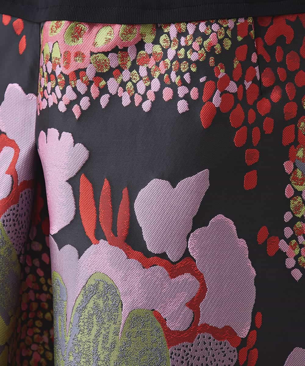 RHHAD08890 HIROKO KOSHINO(ヒロココシノ) 絵画ジャカードフレアスカート/日本製 ブラック