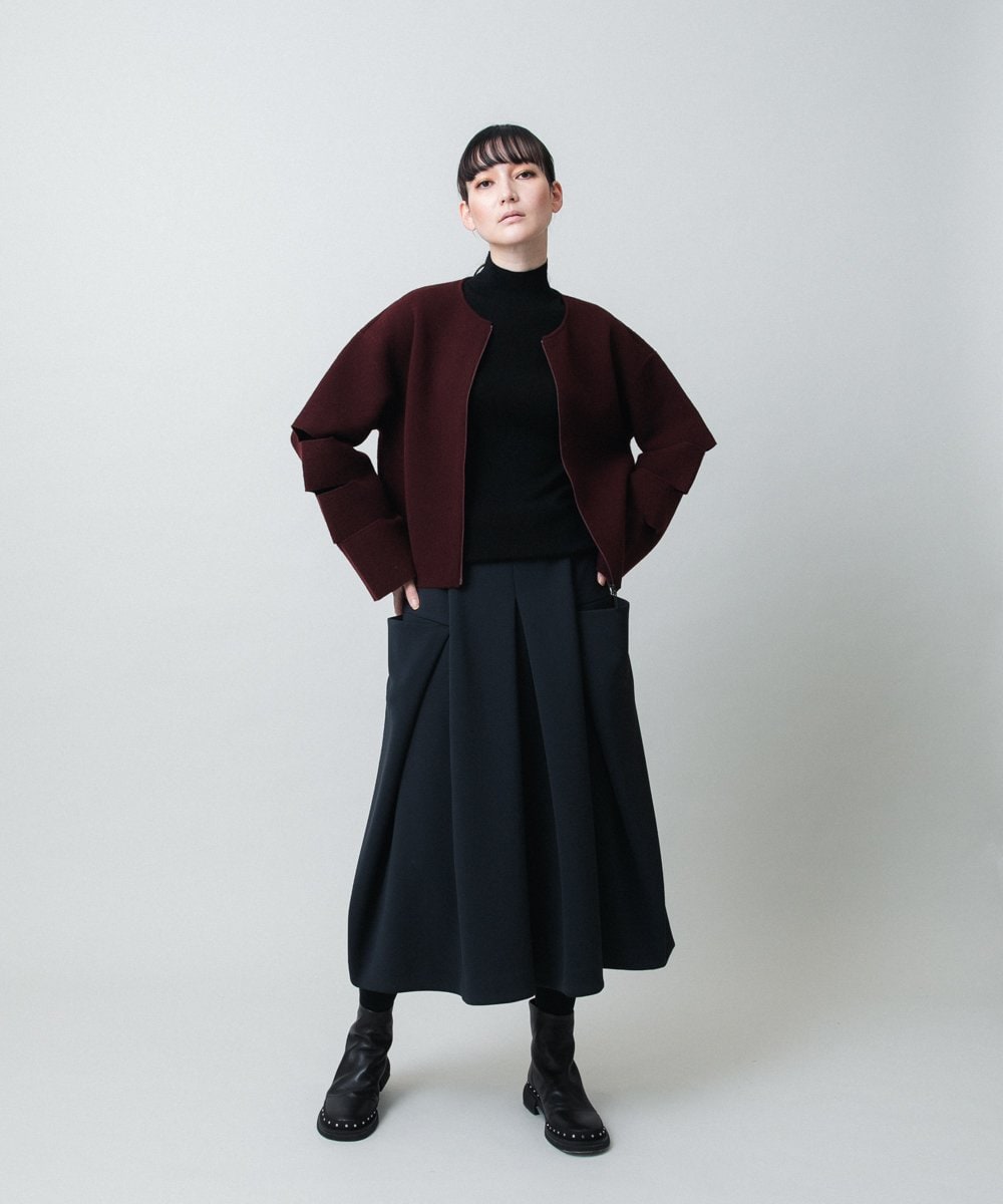 RHHAE19450 HIROKO KOSHINO(ヒロココシノ) 立体フレアダンボールスカート /日本製 ブラック