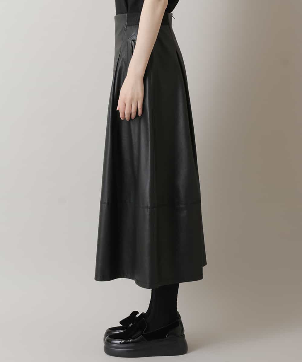 RHHAR26430 HIROKO KOSHINO(ヒロココシノ) 【洗える/日本製】エコレザースカート ブラック