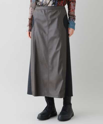 RHHAS54540 HIROKO KOSHINO 【日本製】フェイクレザードッキングスカート