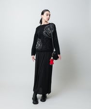 RHHCD35490 HIROKO KOSHINO(ヒロココシノ) 異素材コントラストスカート/日本製/洗える ブラック