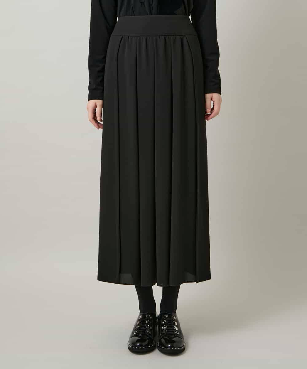 RHHCD35490 HIROKO KOSHINO(ヒロココシノ) 異素材コントラストスカート/日本製/洗える ブラック