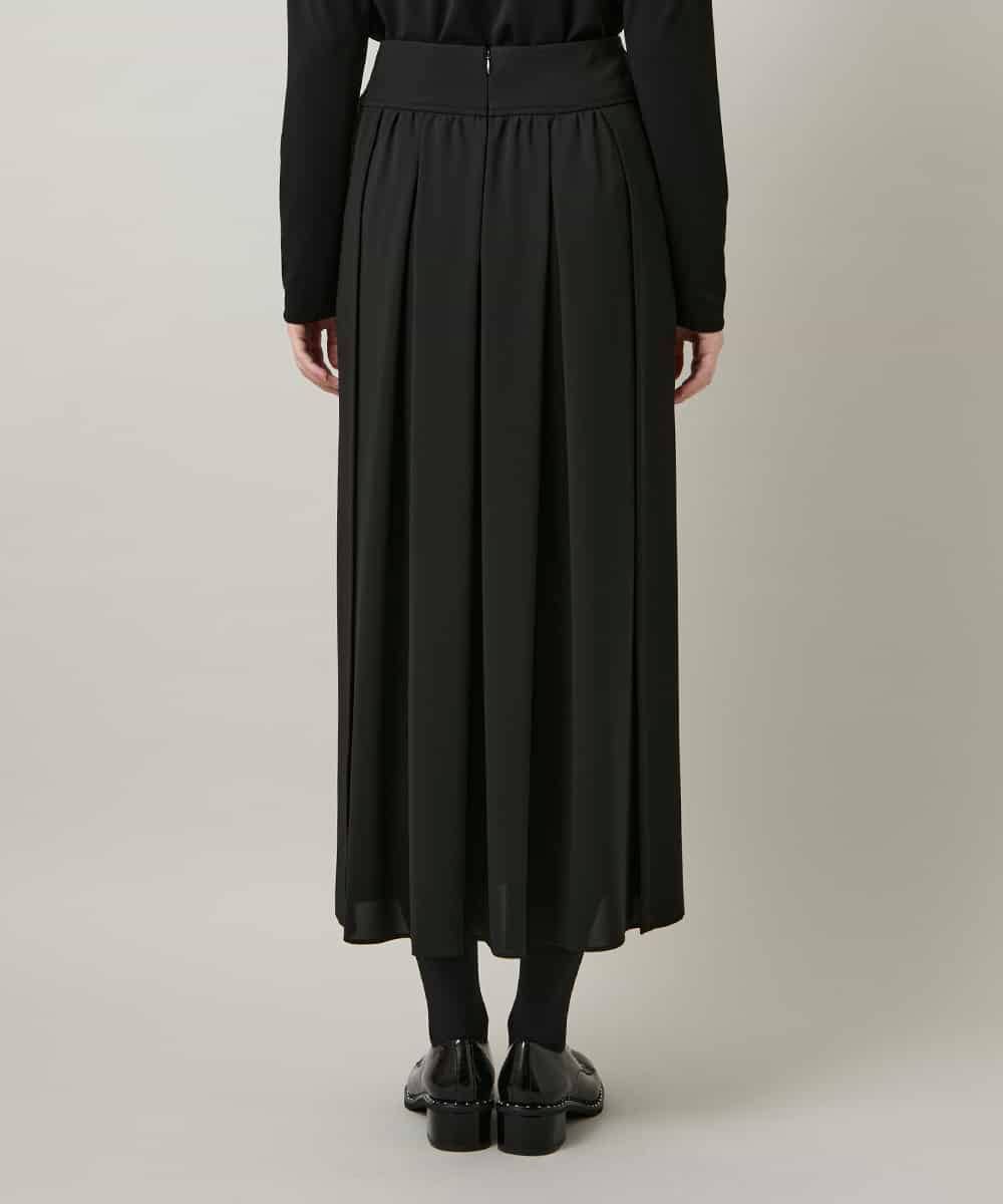 RHHCD35490 HIROKO KOSHINO(ヒロココシノ) 異素材コントラストスカート/日本製/洗える ブラック