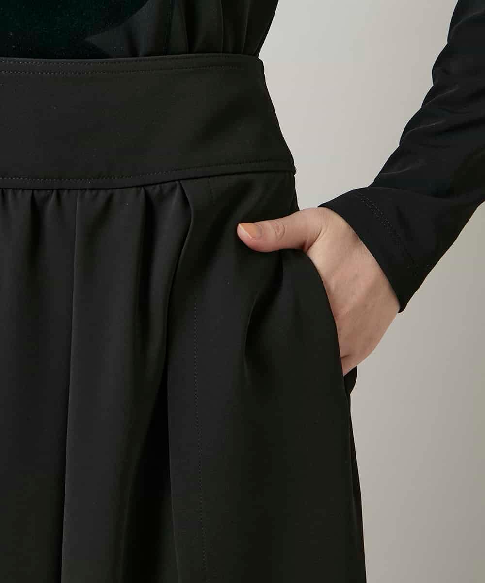 RHHCD35490 HIROKO KOSHINO(ヒロココシノ) 異素材コントラストスカート/日本製/洗える ブラック