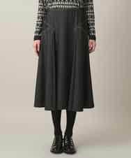 RHHED42490 HIROKO KOSHINO(ヒロココシノ) デニムライクジャージーフレアスカート/日本製/洗える ブラック
