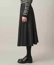 RHHED42490 HIROKO KOSHINO(ヒロココシノ) デニムライクジャージーフレアスカート/日本製/洗える ブラック