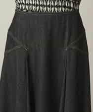 RHHED42490 HIROKO KOSHINO(ヒロココシノ) デニムライクジャージーフレアスカート/日本製/洗える ブラック