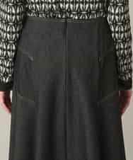 RHHED42490 HIROKO KOSHINO(ヒロココシノ) デニムライクジャージーフレアスカート/日本製/洗える ブラック