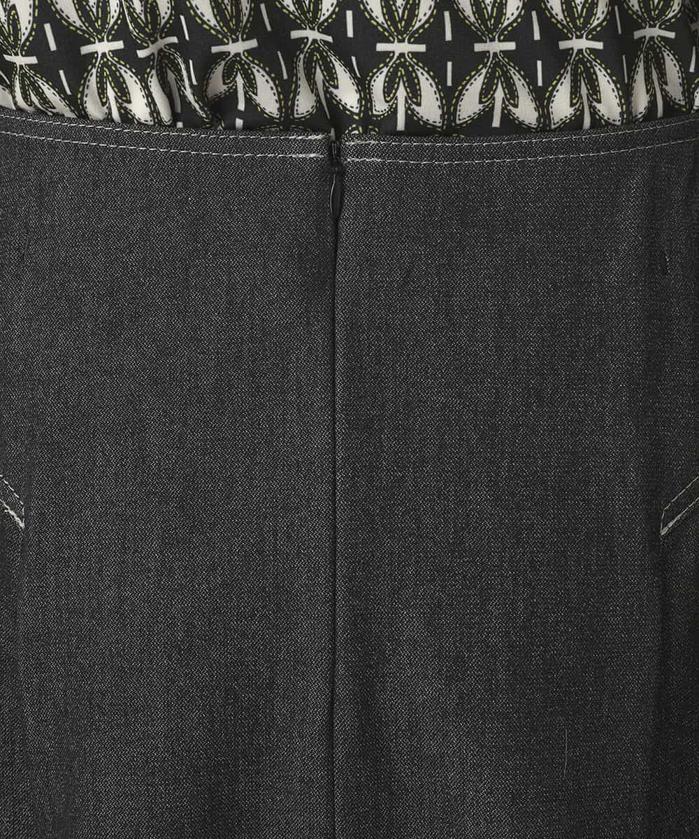 RHHED42490 HIROKO KOSHINO(ヒロココシノ) デニムライクジャージーフレアスカート/日本製/洗える ブラック