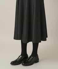RHHED42490 HIROKO KOSHINO(ヒロココシノ) デニムライクジャージーフレアスカート/日本製/洗える ブラック